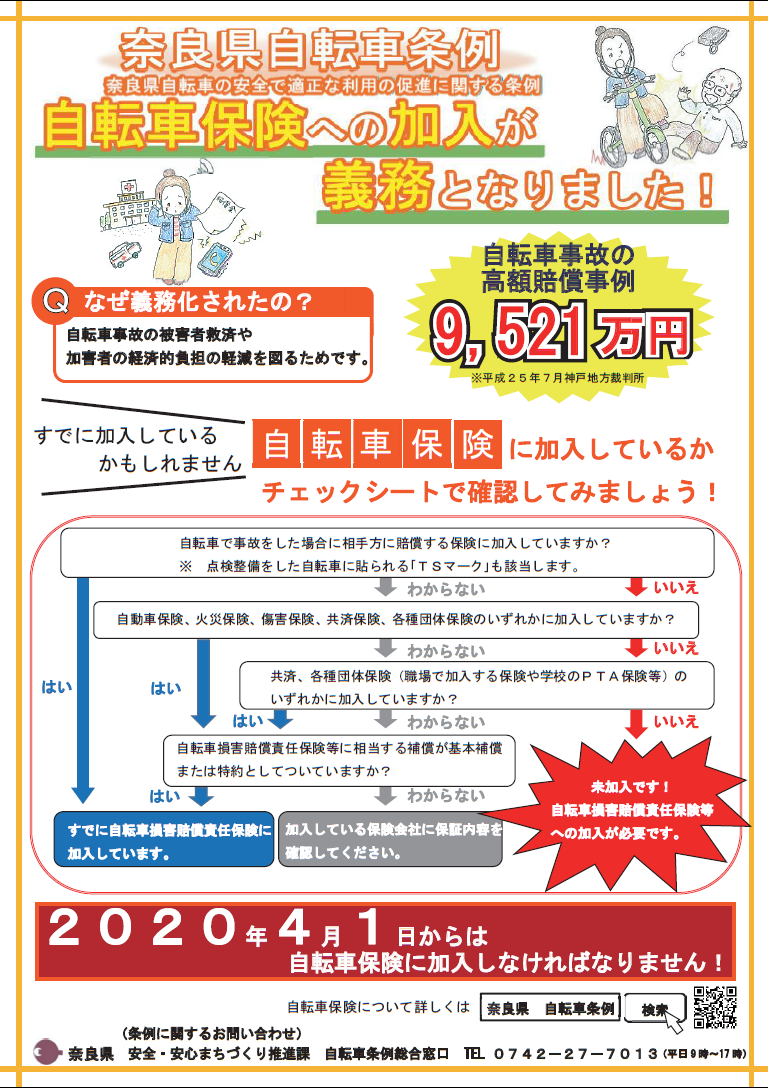 奈良県自転車条例リーフレット1ページ目