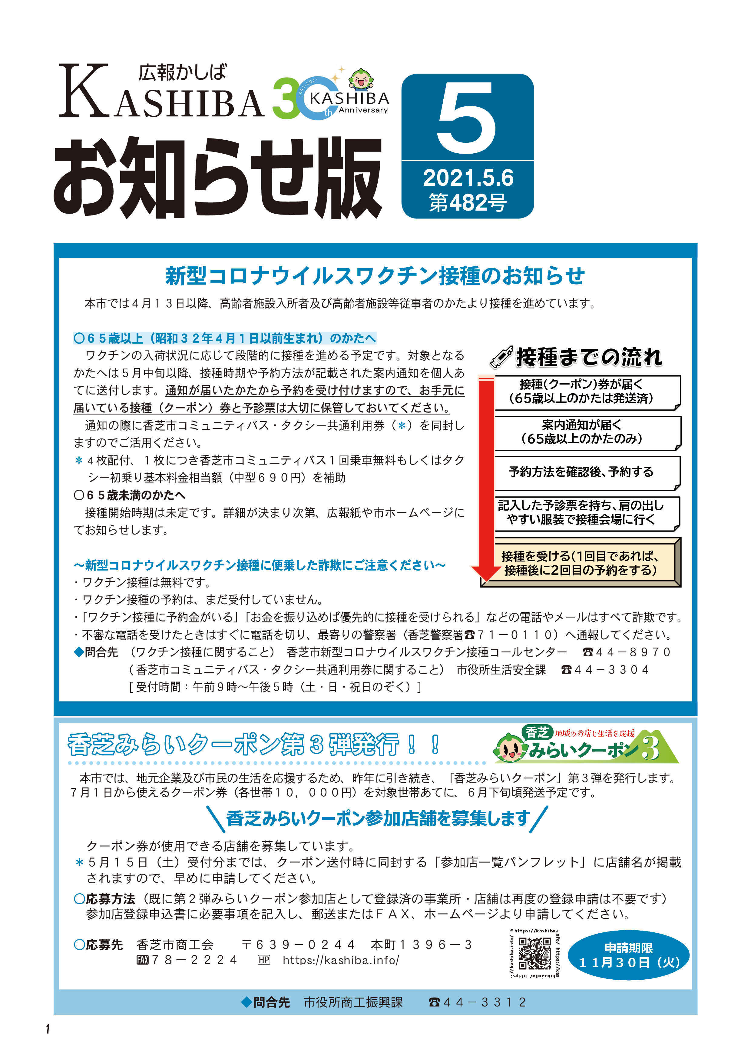 広報かしばお知らせ版5月号