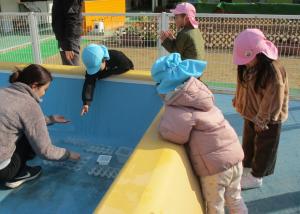 氷を見ている幼児